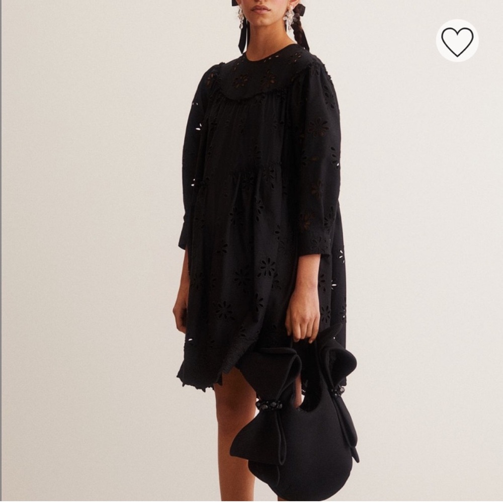 NWT Simone Rocha X H&M Voluminous Black Eyelet Dress Mini Oversized